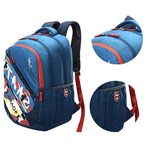 MaBelle ASTRO PLUS 01 SKYBAG Trendy Design 34L School/College Bag Combo with 1 Single Line Spiral Binding 200 Pages Notebook & 5 Register (108 Pages) ,-01 Set/Premium Materials/ - Teal Blue 3