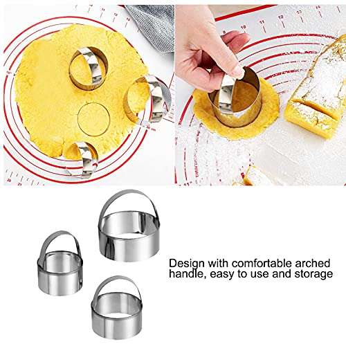 ManYee Biscuit Cutter Set of 3 Stainless Steel Round Cookies Cutter Fondant Cutters with Handle Professional Baking Dough Tools for Biscuit Pastry Bread Pancake 2/2.5/3 Inch Festival Party Banquet 4