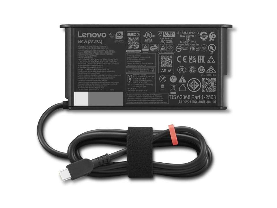 Lenovo ThinkPad Mobile Workstation 140W USB-C GaN Slim AC Adapter for ThinkPad P1 Series-P1 G8, ThinkPad P16 Series-P16v G3, ThinkPad T1 Series-T1g G8, ADL140YGSDC3A, 5A11K67869, SA10R17029. 3