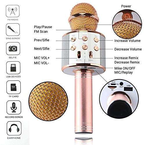 mattina Advance Handheld Wireless Singing Mike Multi-Function Bluetooth Karaoke Mic with Microphone Speaker for All Smart Phones 4