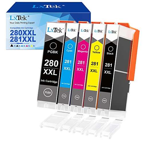 LxTek Compatible Ink Cartridge Replacement for Canon PGI-280XXL CLI-281XXL PGI 280 XXL CLI 281 XXL to Compatible with TR8520 TS8322 TS9120 TS6220 TS9520 TS8220 TS9521C TS6120 TS8120 (5-Pack) 1