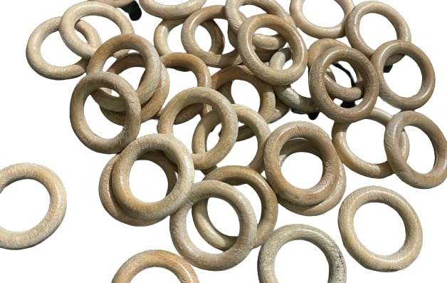 OMX Round Wooden Rings Set of 50 Pc Rings-Macrame, DIY Art and Craft, Jhula, Toran, Bag, Bunting, Door Hanging, Wall Hanging (1.5 Inch) 1