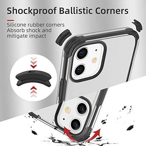 BALLISTIC B Shock Series Case for iPhone 11 6.1‘’ with 2 Sets B-Labs Corners, Extra Protection Shockproof Clear Case-Black 2