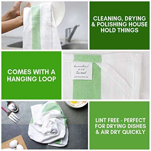 Amazon brand - Umi Herringbone Kitchen Dish Towels(16"x26",4-Pack, Blue and Green) 6