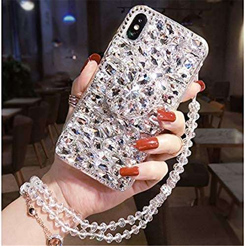 Diamond Kickstand Case for Samsung Galaxy A21S,3D Handmade Bling Diamond Glitter Phone Case for Samsung Galaxy A21S/SM-A217F/A217M/A217N(White) 1