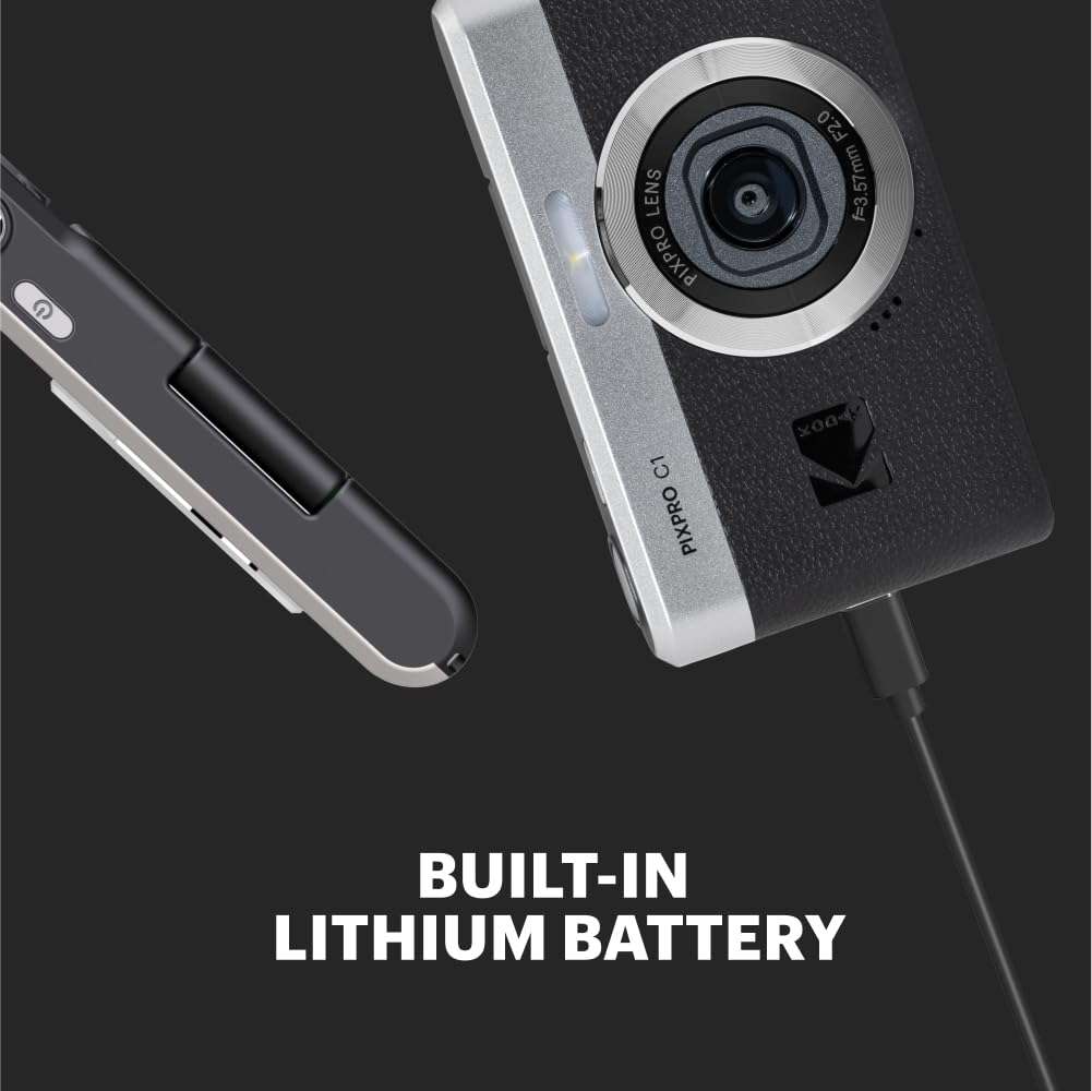 KODAK PIXPRO C1 Friendly Zoom Digital Camera - 13MP Compact Point and Shoot with 2.8” 180° Tilt LCD Flip Screen, Retro Vintage Design with 4X Zoom and 1080P Full HD Video for Travel, Vlogging, Black 5