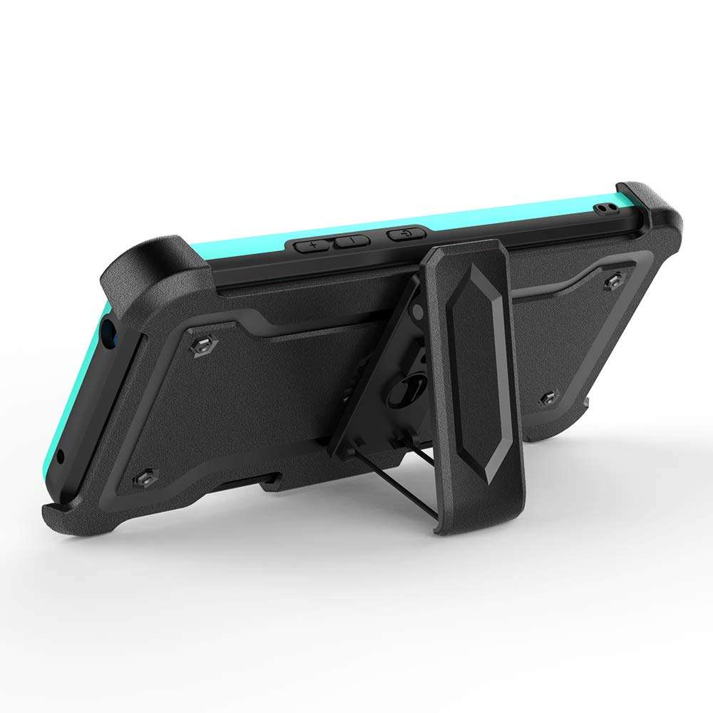 Futanwei Belt Clip Holster Rugged Cases for Cricket Nokia C5 Endi Case, Cricket C5 Endi Case, [Military Grade | Kickstand | Card Holder | Car Mount Function] Dual-Layer Heavy Duty Case, Mint Green 4