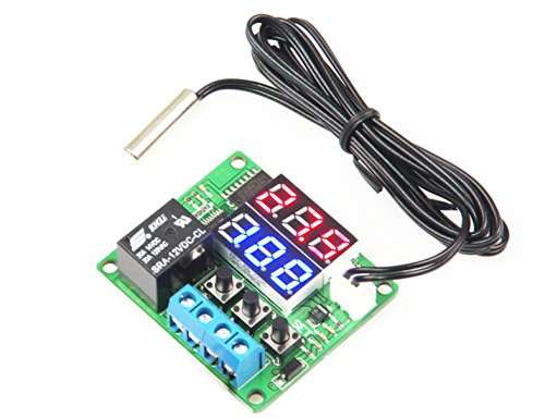 LM YN Digital Thermostat Module DC 12V -50℃ to 125℃ Temperature Controller Board Electronic Temperature Control Module Switch Waterproof Sensor Probe Dual LED Display Red Blue 1