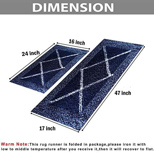 KattyHome Kitchen Runner with Bath Mat (Blue, Cotton, 40X60 cm),(16x25 inch) (44x150 cm , 40x60 cm, Blue) 3