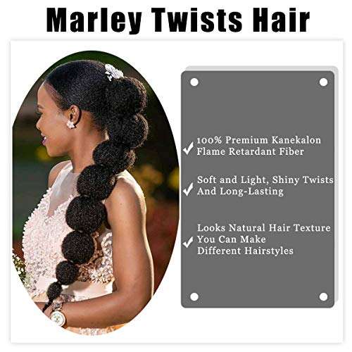 1 Pack 18 Inch Marley Braiding Hair Twists Marley Twist Braids Hair Long Afro Kinky Marley Hair for Butterfly Locs Crochet Hair(1B#) 4