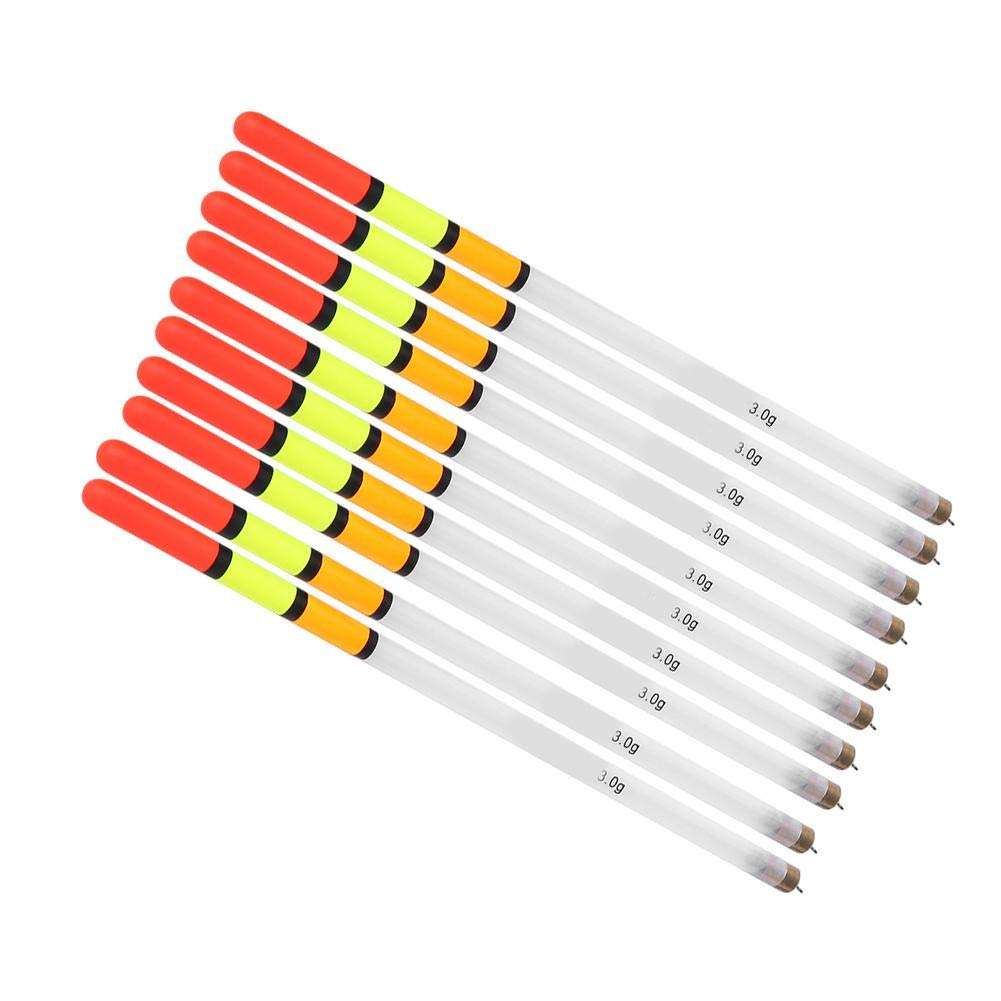10 Pcs Fishing Bobber Kit, Plastic Fishing Floats & Bobber Assortment Stick Tube Multi-Purpose Fish Feed Baits for Sea Fishing, Rock Fishing, Ice Fishing, Stream Fishing(3.0 White) 3