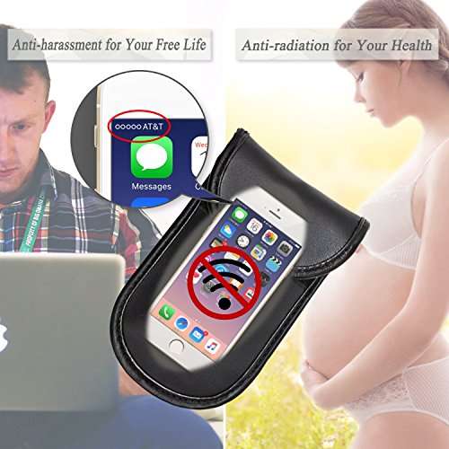 RFID Signal Blocking Bag Shielding Pouch Wallet Case for Cell Phone Anti-Tracking and Car Key FOB(Free Leather Front Pocket) (2 x Black) 6