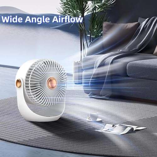 Akari Ak-6" Rechargeable Table Fan USB TYPE C Desktop Air Circulation Fan Desktop Mini Fan Three-speed Adjustable Office Home Fan Table Fans (VAAYU-WHITE) 2