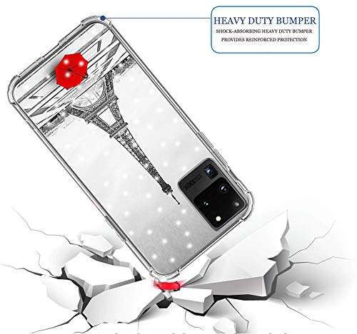 IWONE S20 Ultra 5G Case Eiffel Tower Designer Rubber Protective Skin Cover Shockproof Compatible for Samsung Galaxy S20 Ultra 5G Get Lost in Paris Creative Romantic Eiffel Tower Design 5