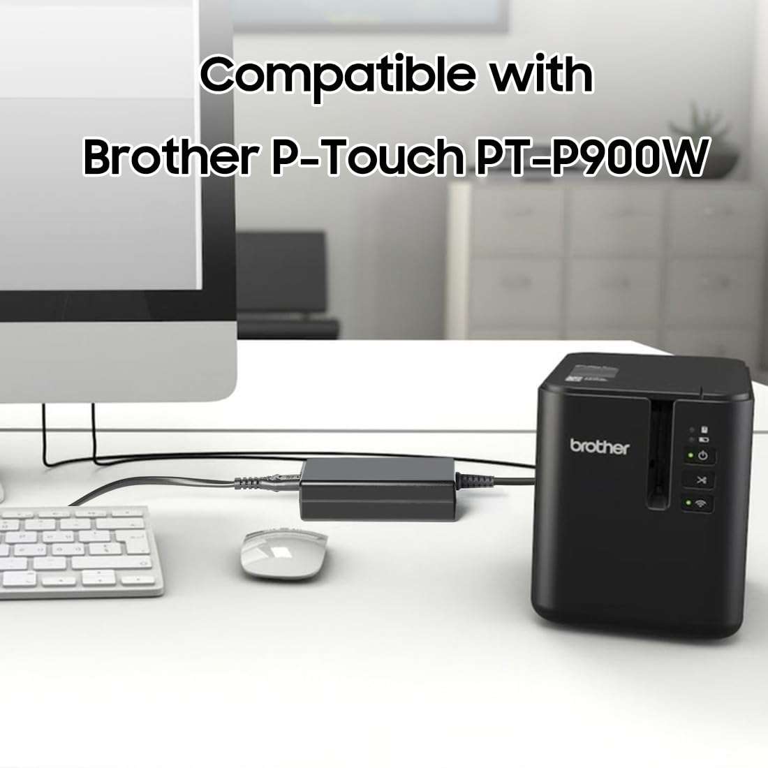 CASIMY 24V P-Touch Printer Adapter Compatible with Brother P-Touch PT-P900W/P900Wc PT-P900/P900c P950NW AD9100ESA PA-BT-4000LI ScanNCut CM650W CM900 LD1484001 ADS1500W Scanner Label Printer Power Cord 2