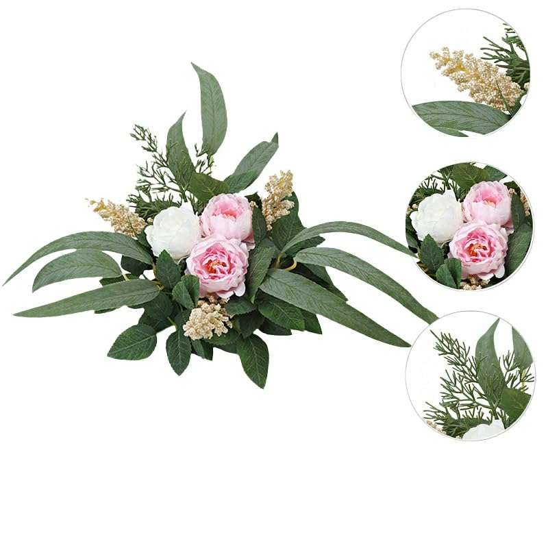 2Pack Flower Candle Rings Wreaths Summer Floral Candle Rings 3 Inch Center Mini Peony Rings Wreaths for Cabinet Pillar Wedding Farmhouse Mom Gifts 6