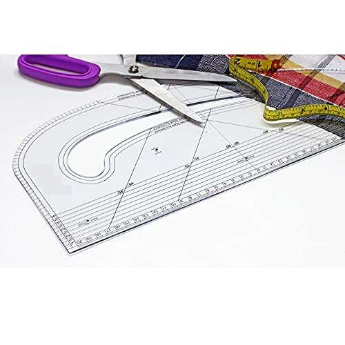 KABEER ART Pattern Marking Ruler- Hard Plastic For Neck Lines, Sleeve and Trouser Crotches 5