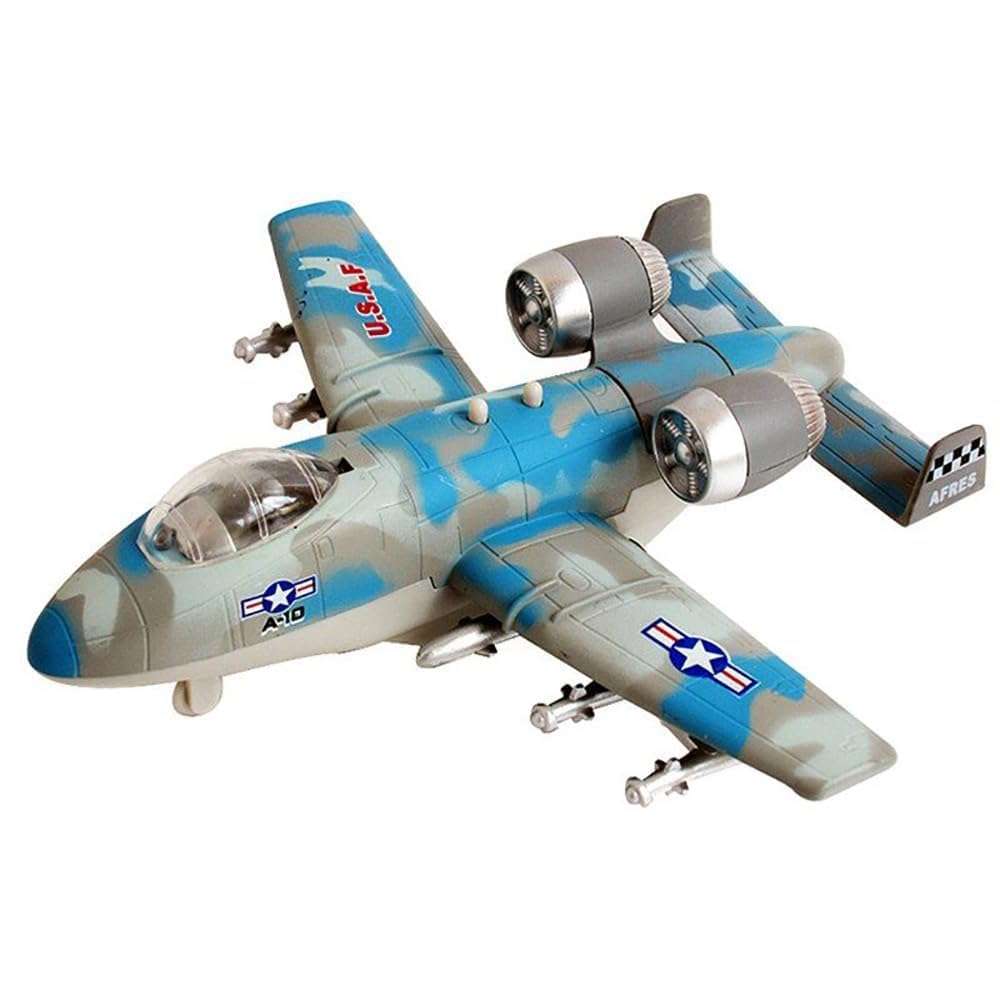 DEOXY Airplane Toys for Kids Diecast Airbus Aeroplan Aircraft Scale Model Light Sound Pullback (blue) 1