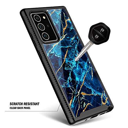 E-Began Case for Samsung Galaxy Note 20 Ultra 5G, Full-Body Shockproof Protective Black Bumper Cover (Without Screen Protector), Support Wireless Charging, Marble Design Durable Phone Case (Sapphire) 4
