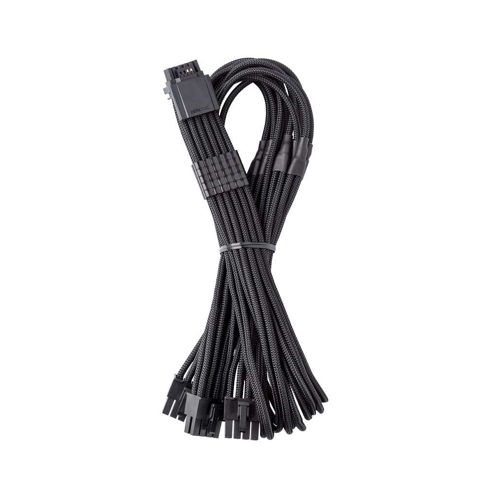 CableMod RT-Series Pro ModMesh Sleeved 12VHPWR StealthSense PCI-e Cable for ASUS/Seasonic/Phanteks (Black, 16-pin to Triple 8-pin, 60cm) 1