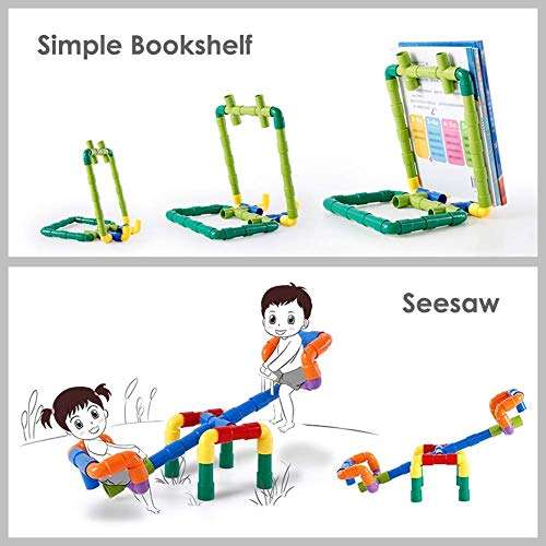 tumtum coloured educational play and learn plastic building block set pipes puzzle set - blocks for kids ( 56 pieces )(jigsaw puzzle)- Multi color 4