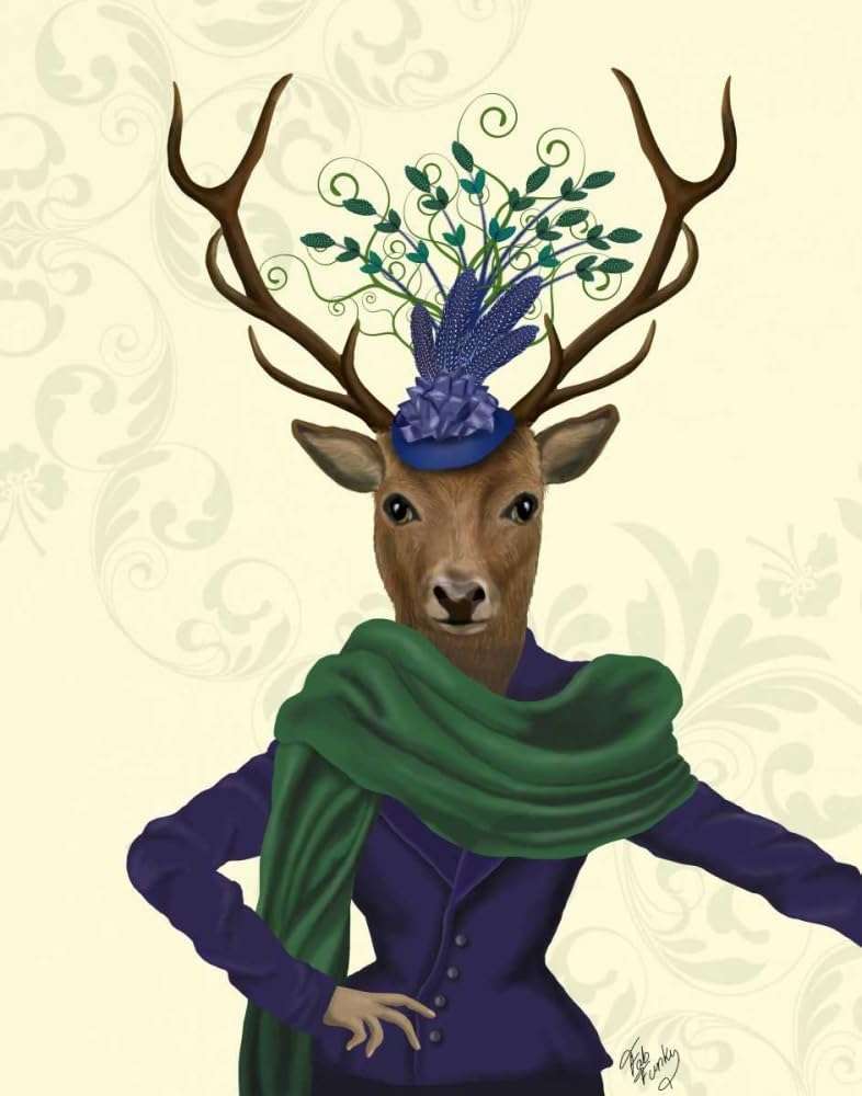 Deer and Fascinator Poster Print - Funky Fab (18 x 24) 1