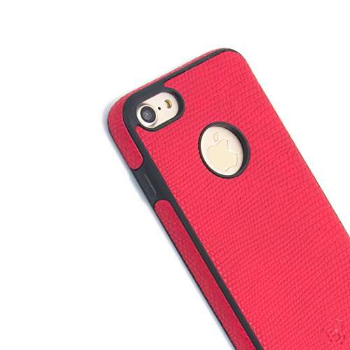 iPhone 7 Tpu Case Bumper Luxury Slim Leather grain with Full Body Protective Cover and Anti-Scratch and Non-Slip Design for Apple iPhone 7 (2017) (Red) 2