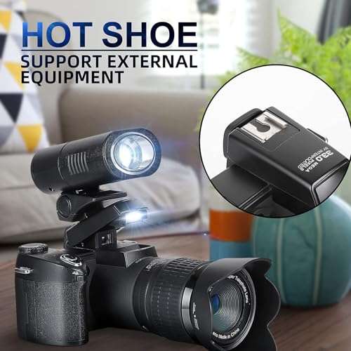 Monitech DSLR Cameras 33MP Digital Camera FHD 1080P Video Camera Auto-Focus Digital Cameras for Photography 24X Digital Zoom Vlogging Camera for YouTube with Tripod and 3 Lenses 5