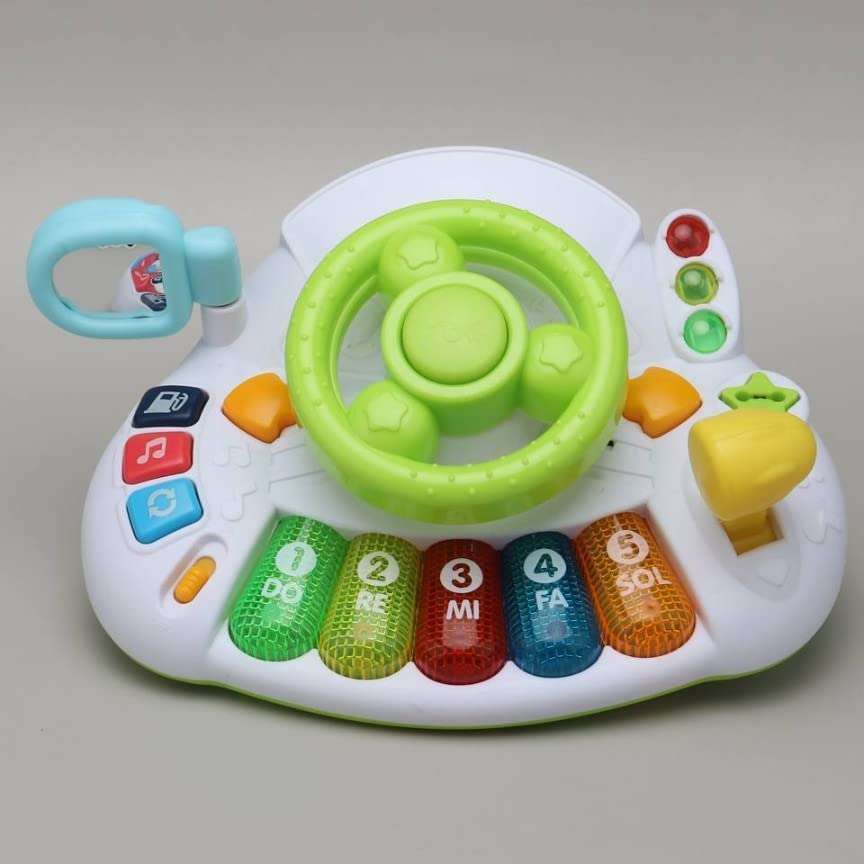 Jack Royal Baby Musical Toys Piano with Steering Wheel, Toddler Electronic Light Up Keyboard Learning Toy Set, Mini Driving Educational Development Music Toys for Toddlers and Kids 6
