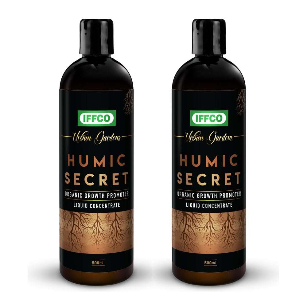 IFFCO Urban Gardens - Humic Secret - 1 Litre - Humic Acid + Fulvic Acid + Bio-Potash - Organic Liquid Fertilizer for Plants, Soil Conditioner & Root Growth Promoter - 100% Water Soluble 1