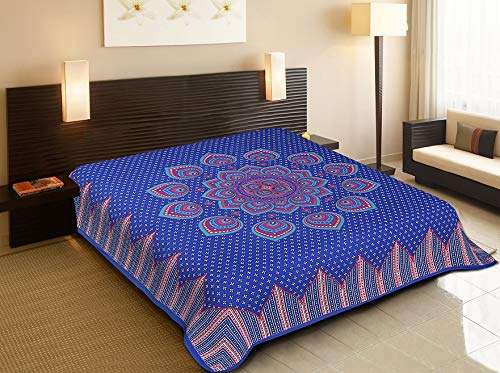 Ubania Collection Jaipur Prints Rajasthani Bedsheet Offer 100% Cotton Comfort Rajasthani Jaipuri Traditional 1 Double Bedsheets with 2 Pillow Cover 5