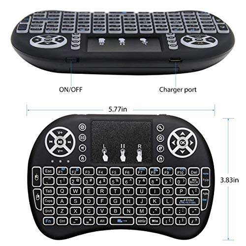 BIFANS 2.4G Mini Wireless Keyboard with Touchpad Mouse, Upgraded Multi BRG Backlight Memory, Portable Wireless Keyboard with USB Receiver Remote Control for Android Smart TV Box Pad Windows Mac 5