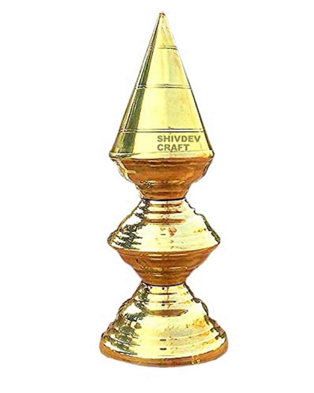 SHIVDEV CRAFT Temple Kalash Mandir Shikhar Temple Top Gumbad Dom Kalash (3 Steps, Brass, Golden, 25 CMs Height)