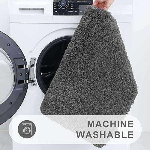 SIWAN) 1 PC Anti Slip Bath Mat Extra Soft and Absorbent Microfiber Rug for Bathroom, Bedroom (Grey / 60 x 40 cm) 5