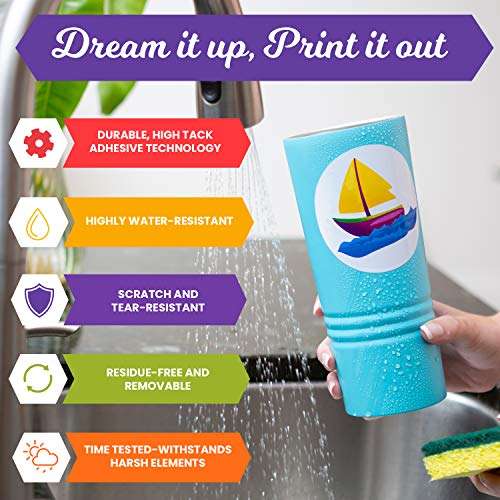 Royal Elements Glossy Printable Vinyl Sticker Paper for Inkjet and Laser Printers - 20 Waterproof Sheets (Photo-Like Print Quality) 6