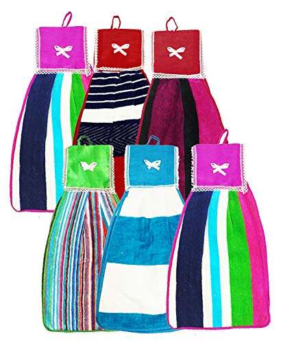 Kuber Industries Hanging Cotton 6 Pieces Cotton Washbasin Napkin/Hand Towel for Kitchen and Bathroom (Multi) 1