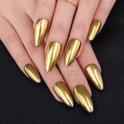 Yinikiz Nail Art Chrome Powder Nail Gel Glitter Manicure (Gold, 10 gram) 4