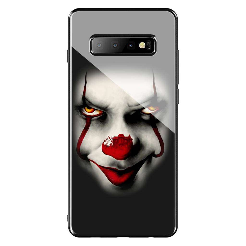 Luxury Cover for Samsung Galaxy S10 Phone Case,9H Tempered Glass Back Cover Soft Silicone Anti Scratch Bumper Design LC-243 Stephen King's IT Pennywise Protective Case 2