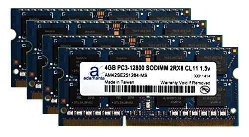 Adamanta 16GB (4x4GB) Laptop Memory Upgrade for Alienware M17x Gaming Laptop DDR3 1600Mhz PC3-12800 SODIMM 2Rx8 CL11 1.5v Notebook RAM