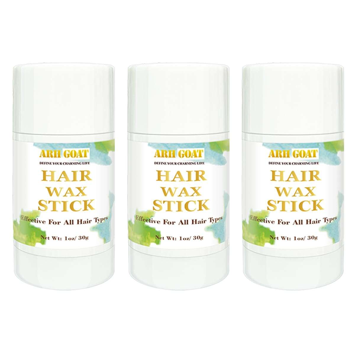 ARHGOAT 3PCS Set Hair Wax Stick, Wax Stick for Hair, Smoothing & Slick Stick for Wigs, Styling Waxes for Fly Away & Edge Frizz Hair (1oz*3pcs)
