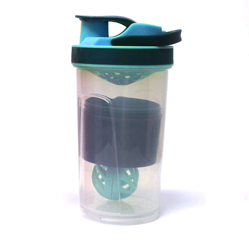 KOMTO Stylish Protein Shaker Blender Bottle BPA Free Material 100% Plastic 500ml Shaker Bottle for Gym Leakproof Unisex (Blue)