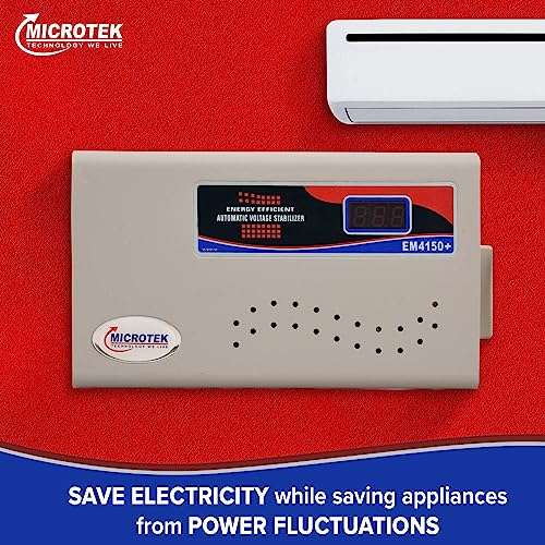 Microtek EM 4150+ Automatic Air Conditioners (A.C.) Voltage Stabilizer Upto 1.5 Ton Working Power 150V-280V(Metalic Grey) with 3 Year Warranty 4