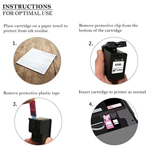 Cartlee Remanufactured Ink Cartridges Replacement for HP 63XL 63 XL for Envy 4512 4520 DeskJet 3632 2130 1110 1112 2132 3630 3634 3636 3637 OfficeJet 3830 3833 4650 4652 5255 5258 Printer Black, Color 5