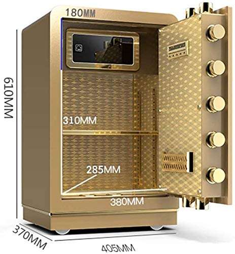 KXBYMX safes for Home Digital Safe, Secure Digital Black Steel Safe Electronic high-Security Safe Home Office Cash Money Safe Money Box (Color : Gold) 3