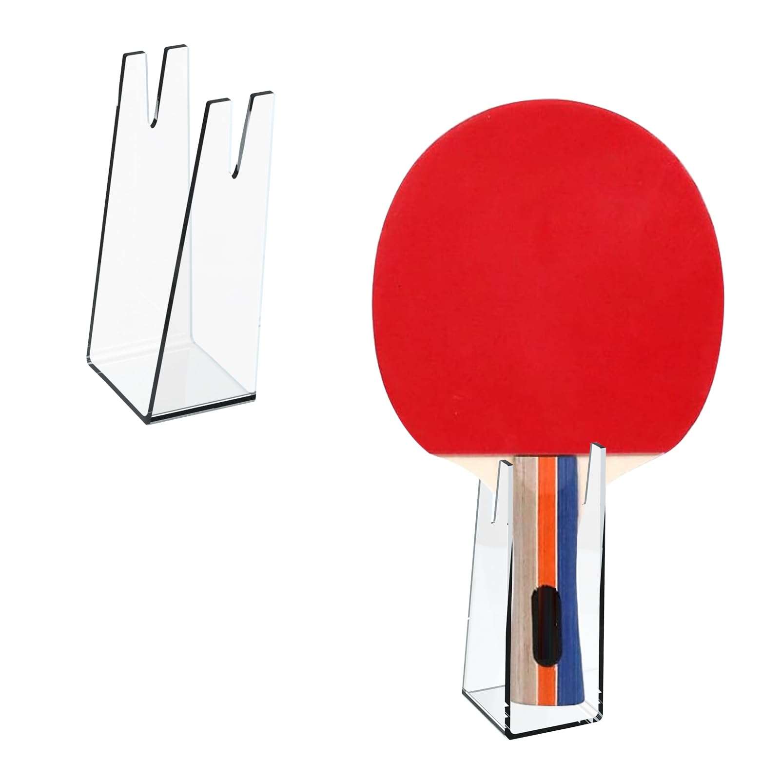 JoyHuaTrade 2 PCS Acrylic Ping Pong Paddle Display Stand, Table Tennis Racket Display Holder, Clear Acrylic Table Tennis Racket Base Paddle Storage Rack Ping Pong Organizer