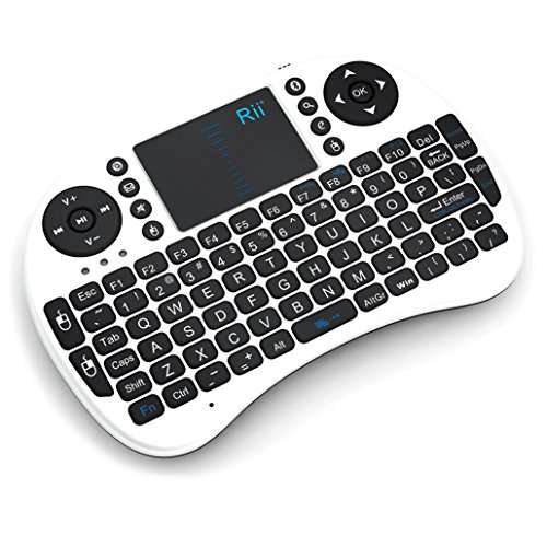 Rii i8 Mini Bluetooth Keyboard with Touchpad＆QWERTY Keyboard, Portable Wireless Keyboard with Remote Control for Smartphones/Laptop/PC/Tablets/Windows/Mac/TV/Xbox/PS3/Raspberry Pi .Silver White 4
