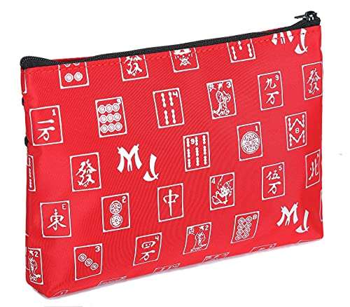 Mah Jongg Red and Silver 3 Zipper Mah Jong Purse for Mahjong Card 3