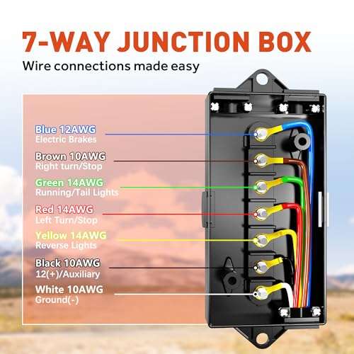 SnowyFox 7 Way Electrical Trailer Junction Box-7 Gang Trailer Wire Connection Box with Clear Cover Weatherproof for Rewiring Camper RV Caravans Boat Light 7 Way Trailer Wire Connectors 2
