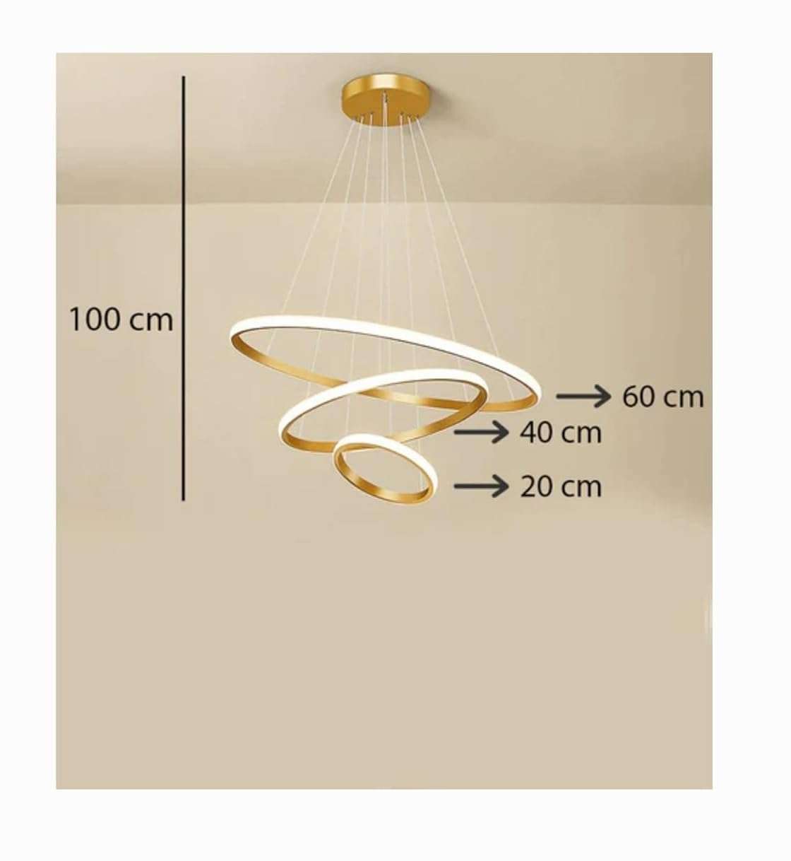 Desidiya® Modern Double 3-Ring LED Pendant Light Lamp - Warm White Hanging Ceiling Pendant Light, Elegant Finish for Home & Living Spaces & Living Room Ceiling Light 6