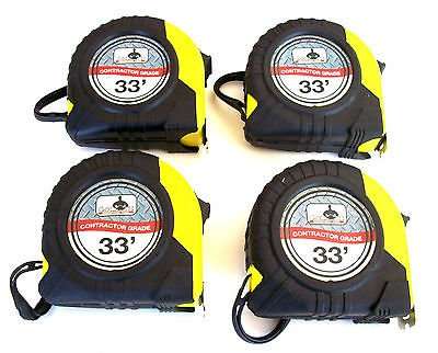 4 Goliath Industrial 33' Foot Tape Measures Contractor Grade Fractional Blade 1